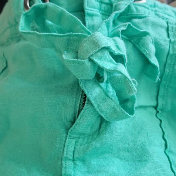 C&C California Women's Shorts Size Small 100% Linen Drawstring Ties Green Color - Picture 6 of 9